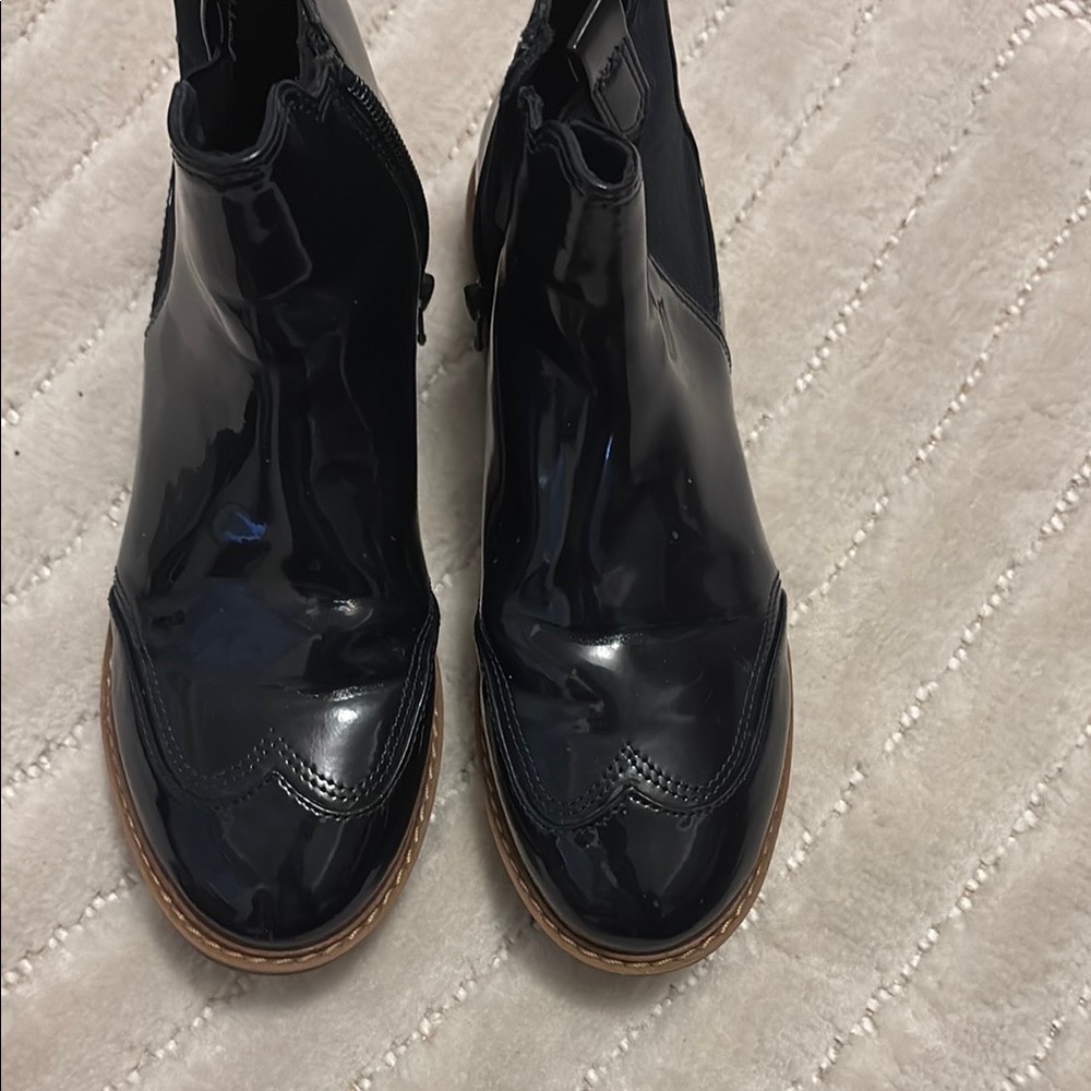 Women's Black Patent Leather Ankle Boots